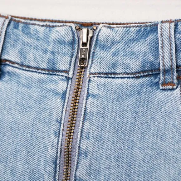 Madewell Denim Zip Midi Skirt in Janice Wash Size 26 Stretch Jean Full Zip $88