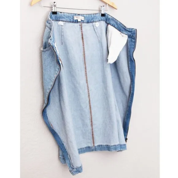 Madewell Denim Zip Midi Skirt in Janice Wash Size 26 Stretch Jean Full Zip $88