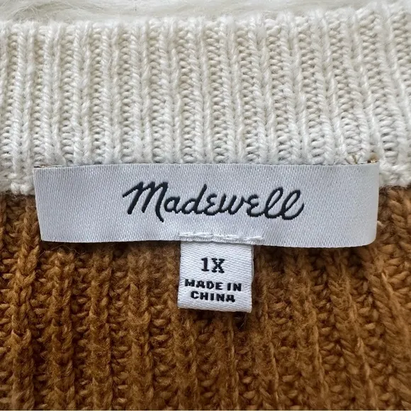 Madewell Sweater Thompson Rainbow Stripe Pocket Pullover Long Sleeve Knit 1X