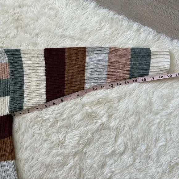 Madewell Sweater Thompson Rainbow Stripe Pocket Pullover Long Sleeve Knit 1X