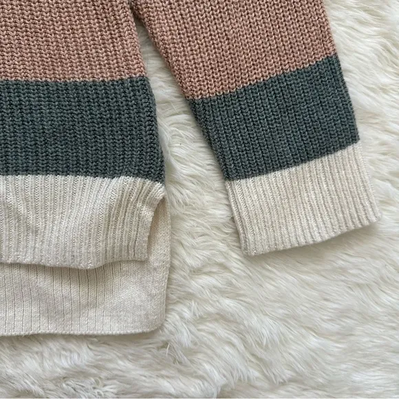 Madewell Sweater Thompson Rainbow Stripe Pocket Pullover Long Sleeve Knit 1X
