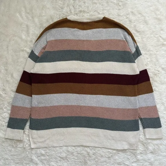 Madewell Sweater Thompson Rainbow Stripe Pocket Pullover Long Sleeve Knit 1X