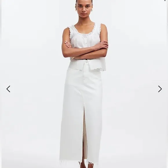 Madewell The Rilee Denim Midi Skirt Size 23