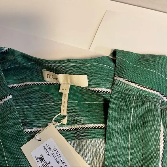 Maje Striped Jumper  Acetate Viscose Size 34 Combination Shirt Rayure NWT 340