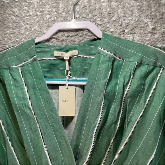 Maje Striped Jumper  Acetate Viscose Size 34 Combination Shirt Rayure NWT 340