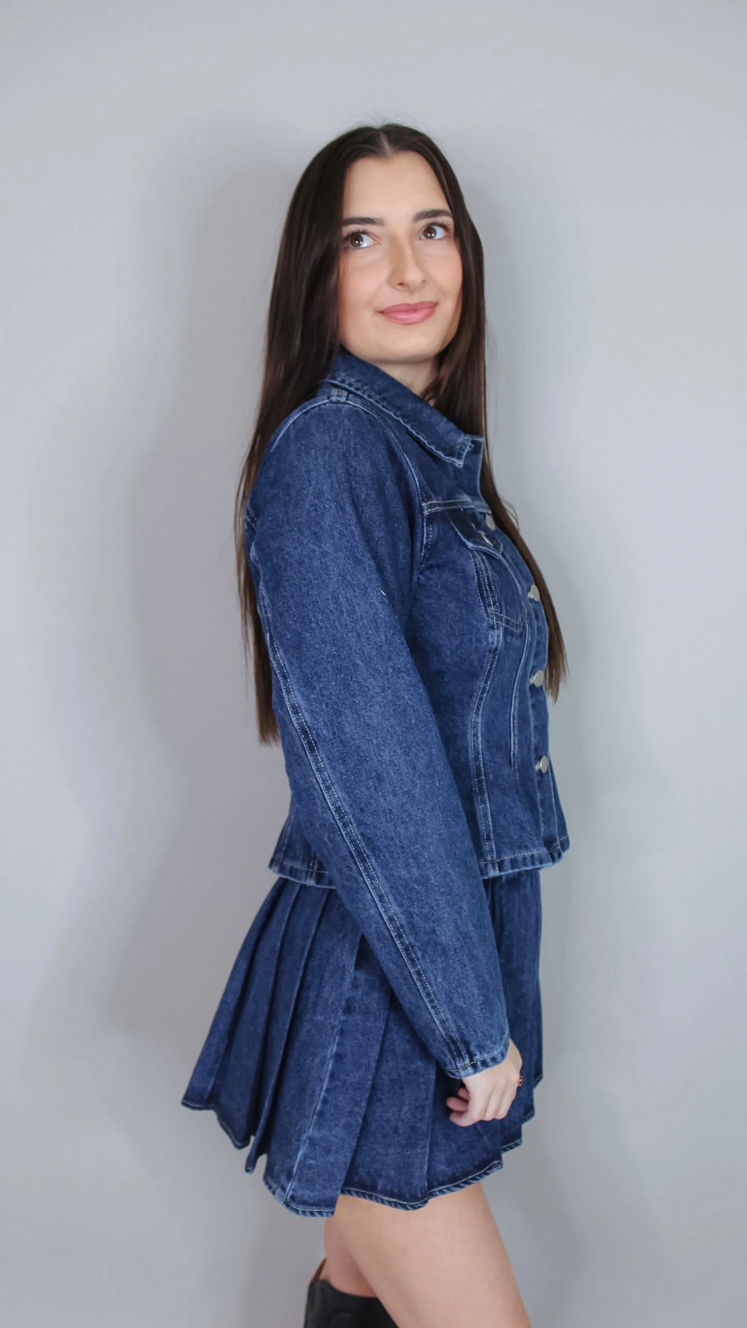 Making Trouble Denim Skirt Set