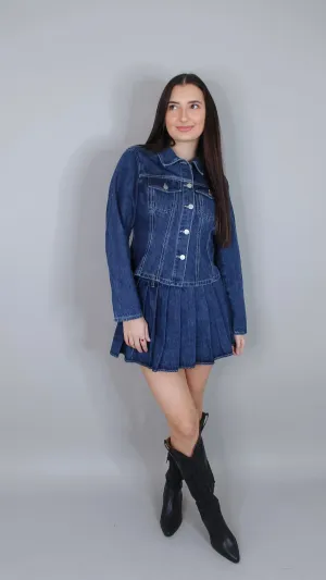 Making Trouble Denim Skirt Set
