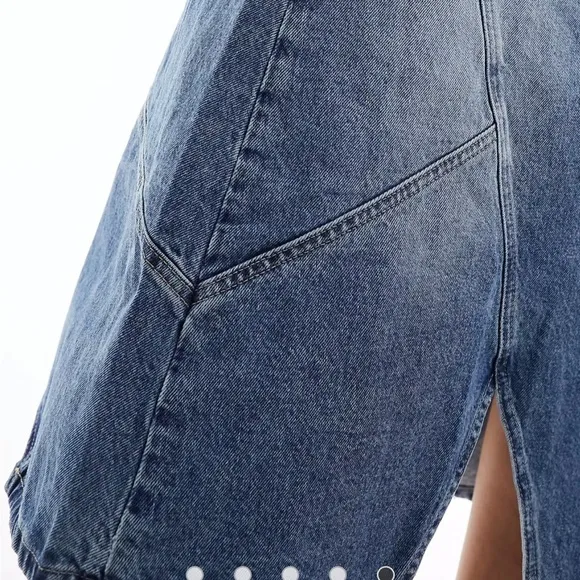 Mango cut about denim skirt in blue size large