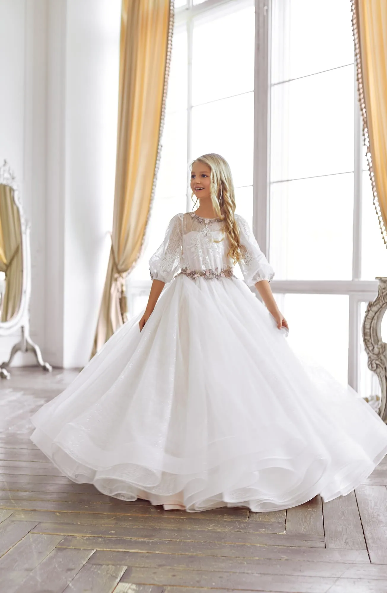 Marine A-line Flower Girl Dress