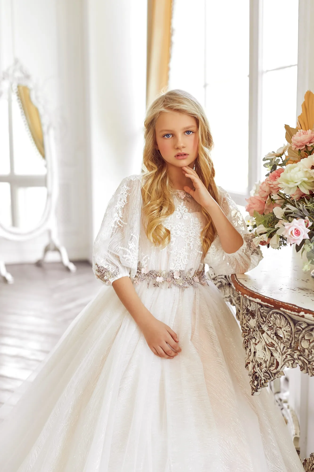 Marine A-line Flower Girl Dress