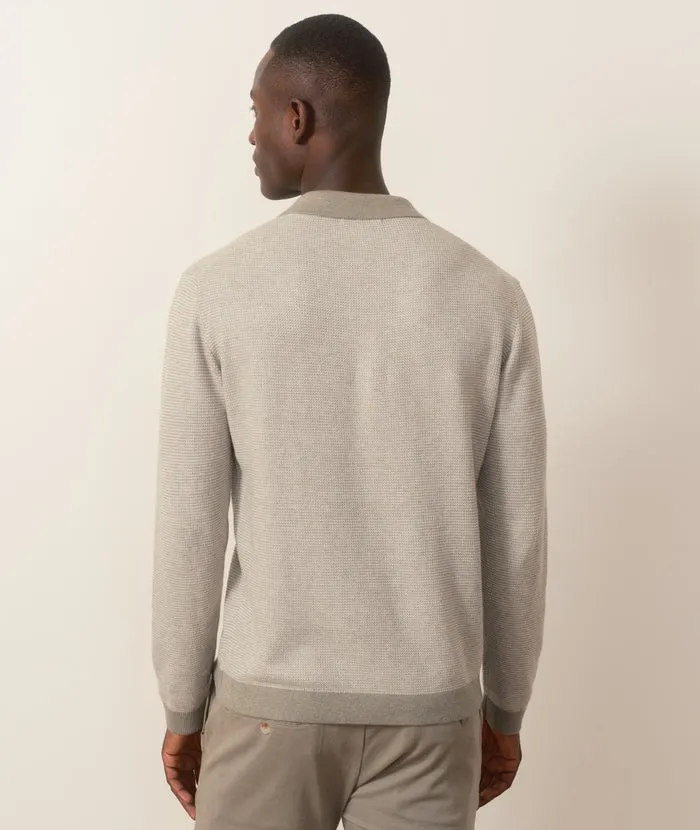 Marine Layer Ivory Liam LS Sweater Polo - Vetiver