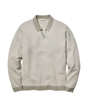 Marine Layer Ivory Liam LS Sweater Polo - Vetiver