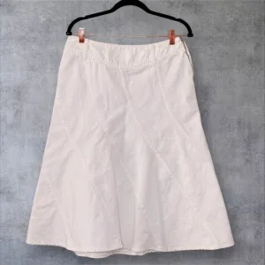 Max Mara Womens White Jean Skirt Sz 10/44 Fit Flare A Line Denim Midi Boho