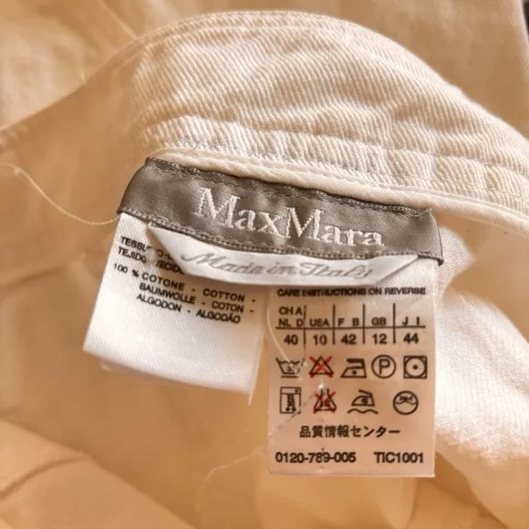 Max Mara Womens White Jean Skirt Sz 10/44 Fit Flare A Line Denim Midi Boho