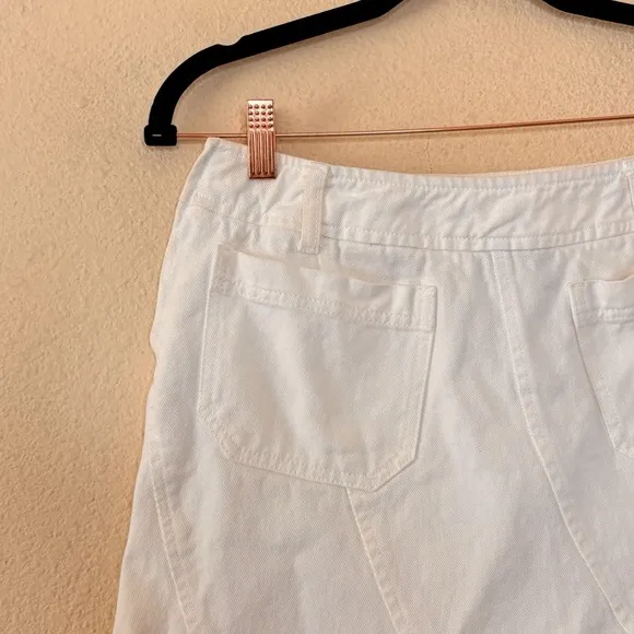 Max Mara Womens White Jean Skirt Sz 10/44 Fit Flare A Line Denim Midi Boho