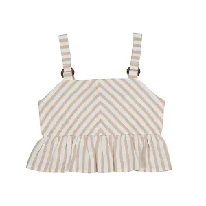 Mayoral Youth Girls Striped Loose Shirt - Beige