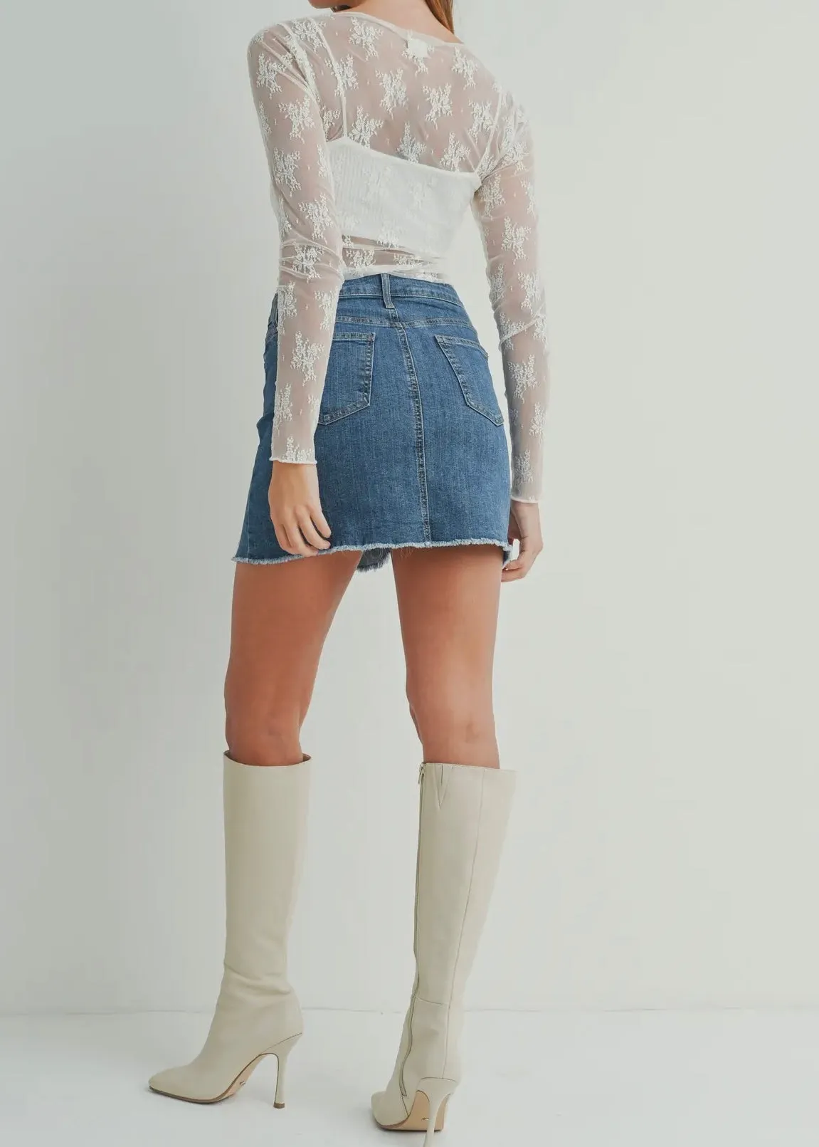 Med- A-Line Skirt w/ Hem Destruction