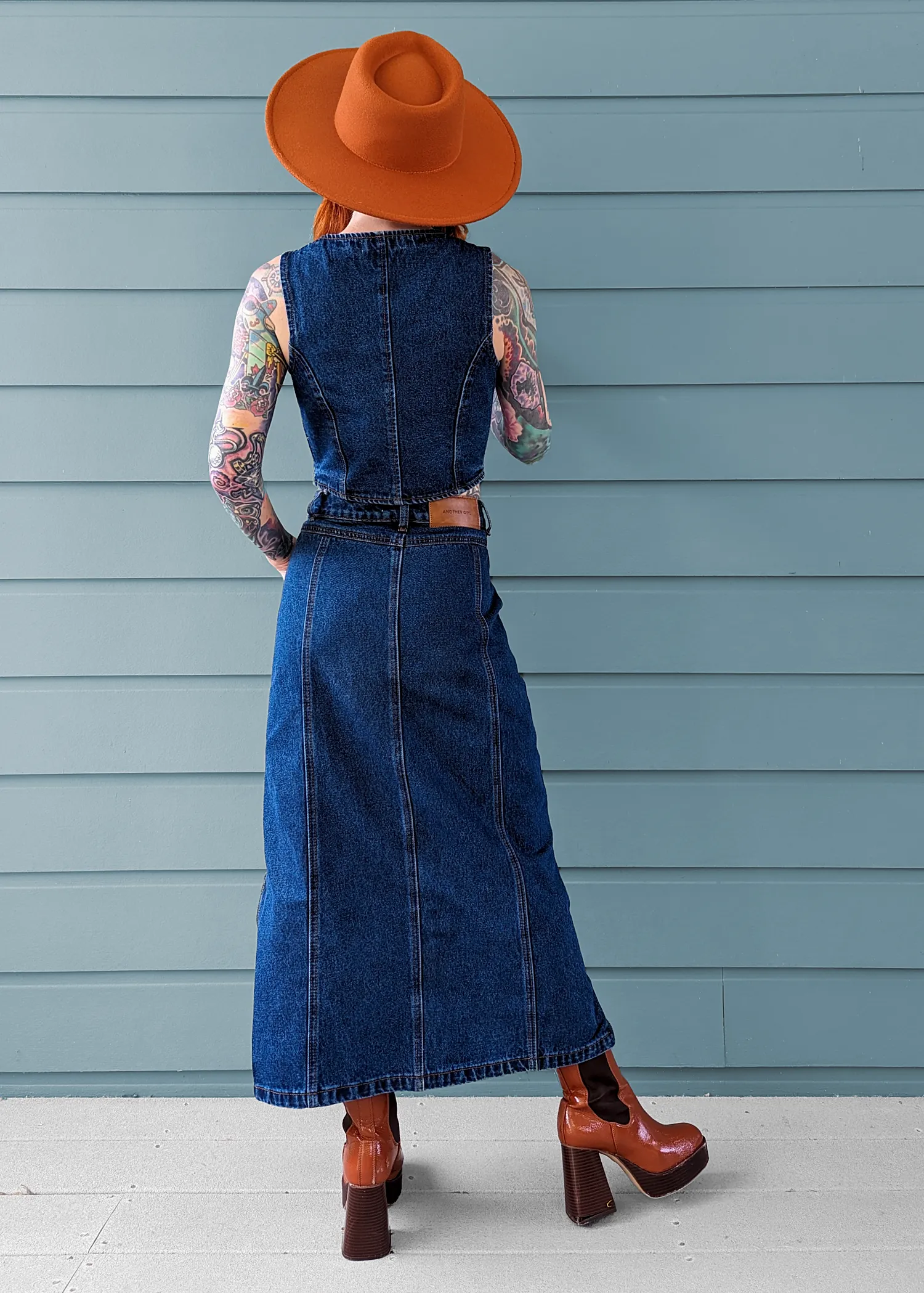 Mediterranea Zipper Denim Midi Skirt ✿ Organic Cotton
