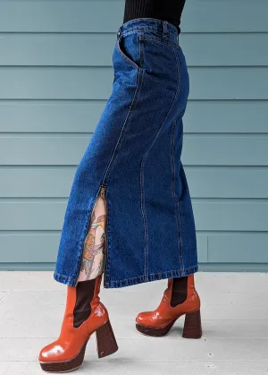 Mediterranea Zipper Denim Midi Skirt ✿ Organic Cotton