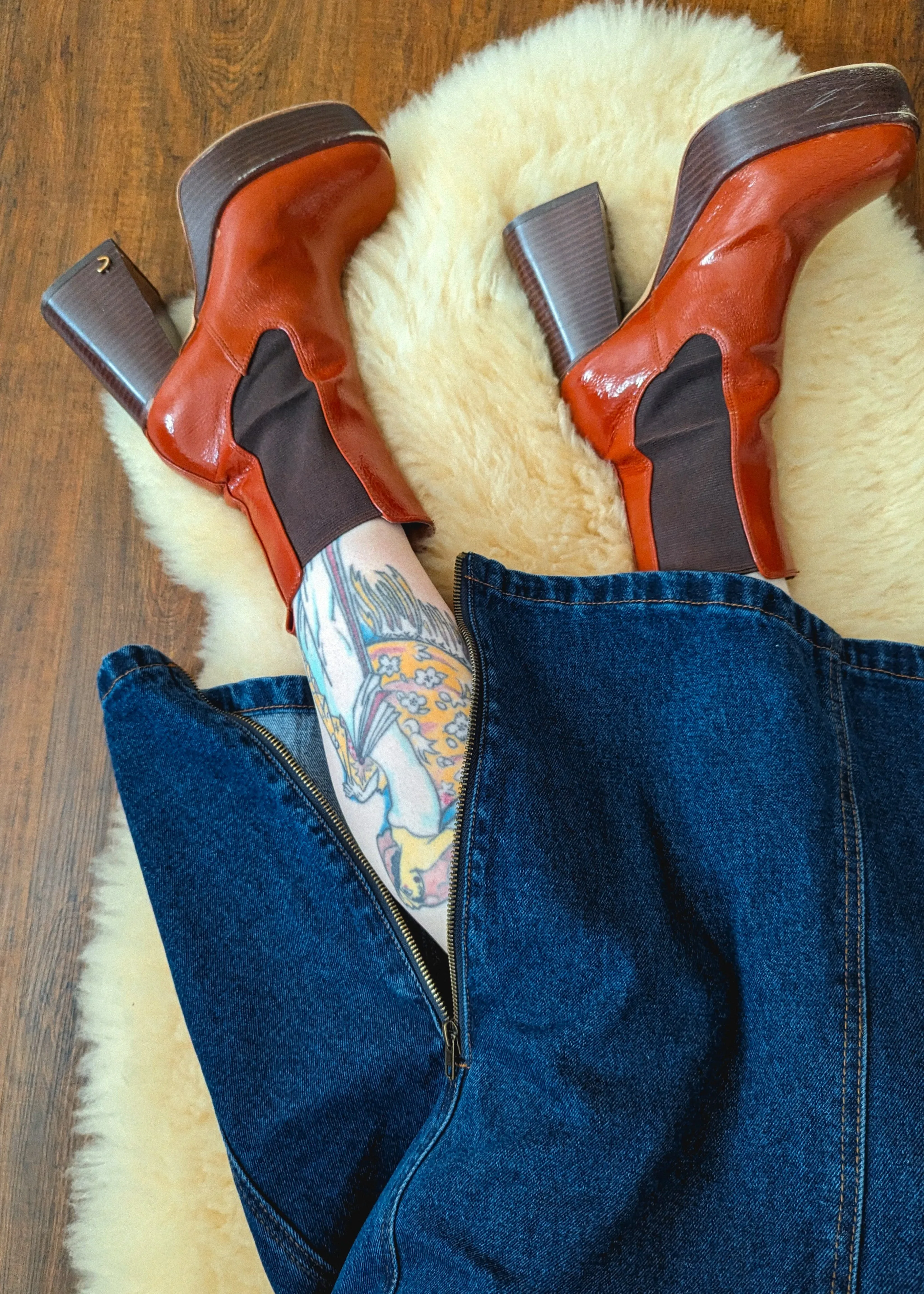 Mediterranea Zipper Denim Midi Skirt ✿ Organic Cotton