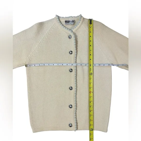 Meister Knit Vintage Wool Knit Cardigan Sweater Cream Baby Blue Cottage No Size