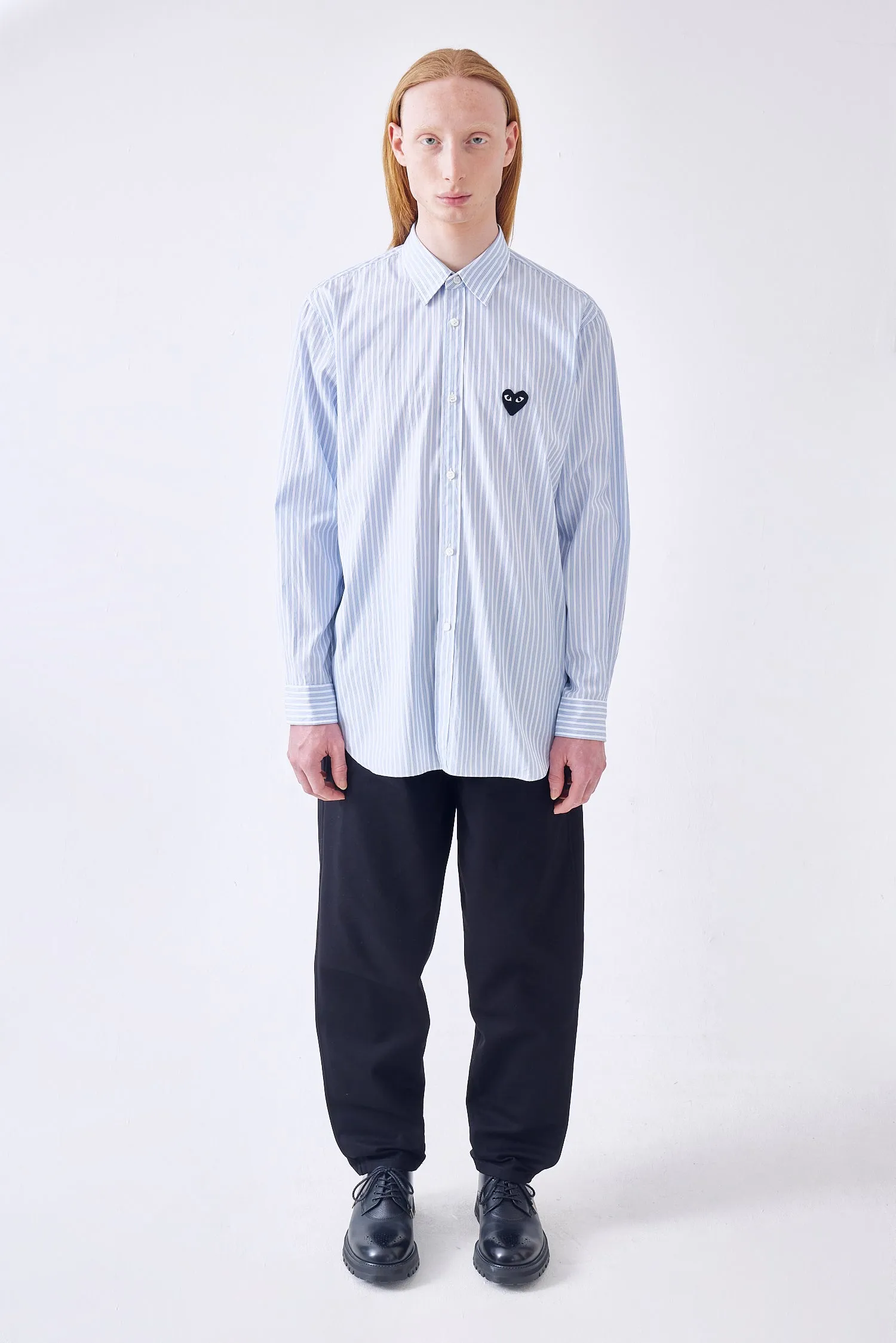 Mens Striped Shirt Black Heart