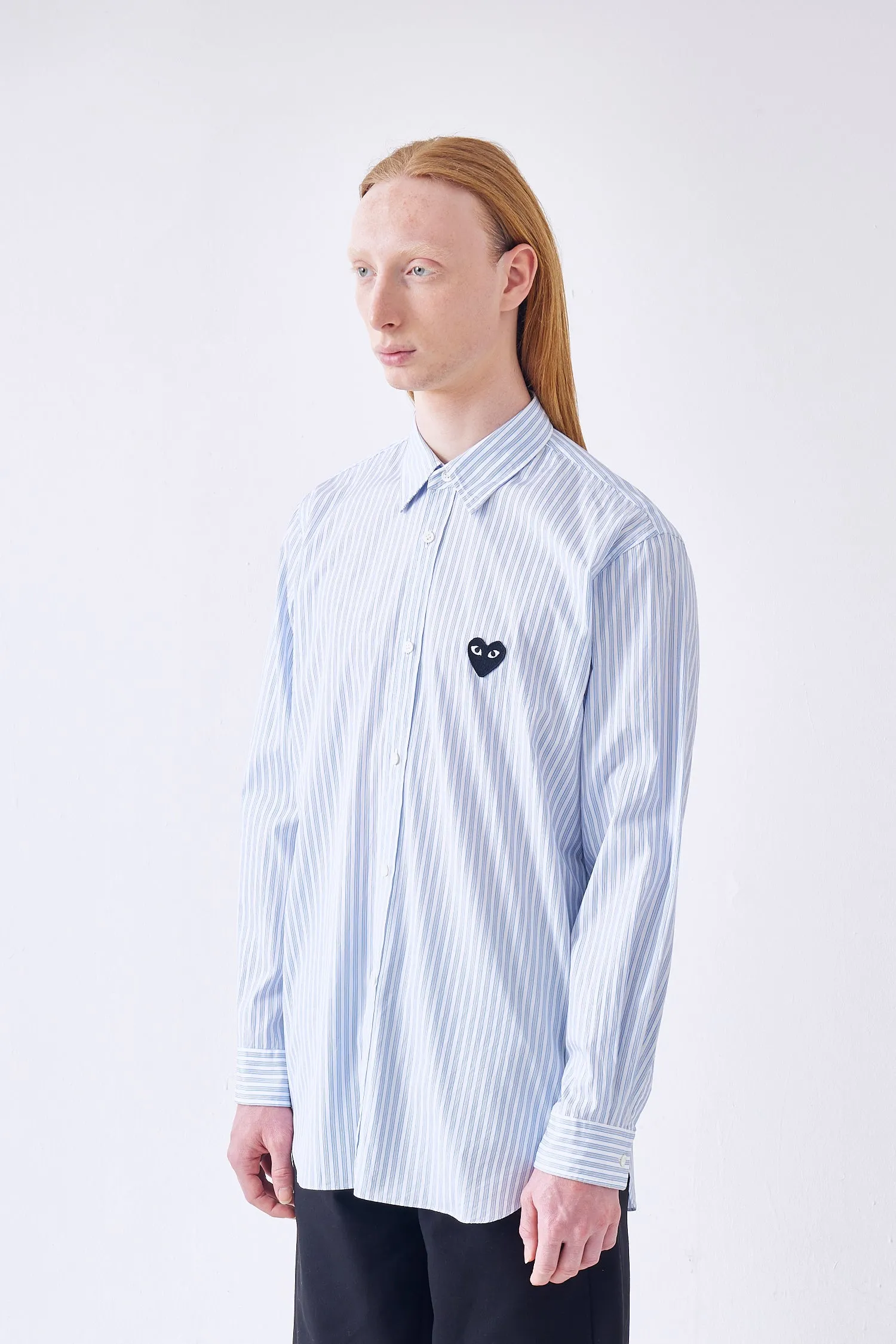 Mens Striped Shirt Black Heart