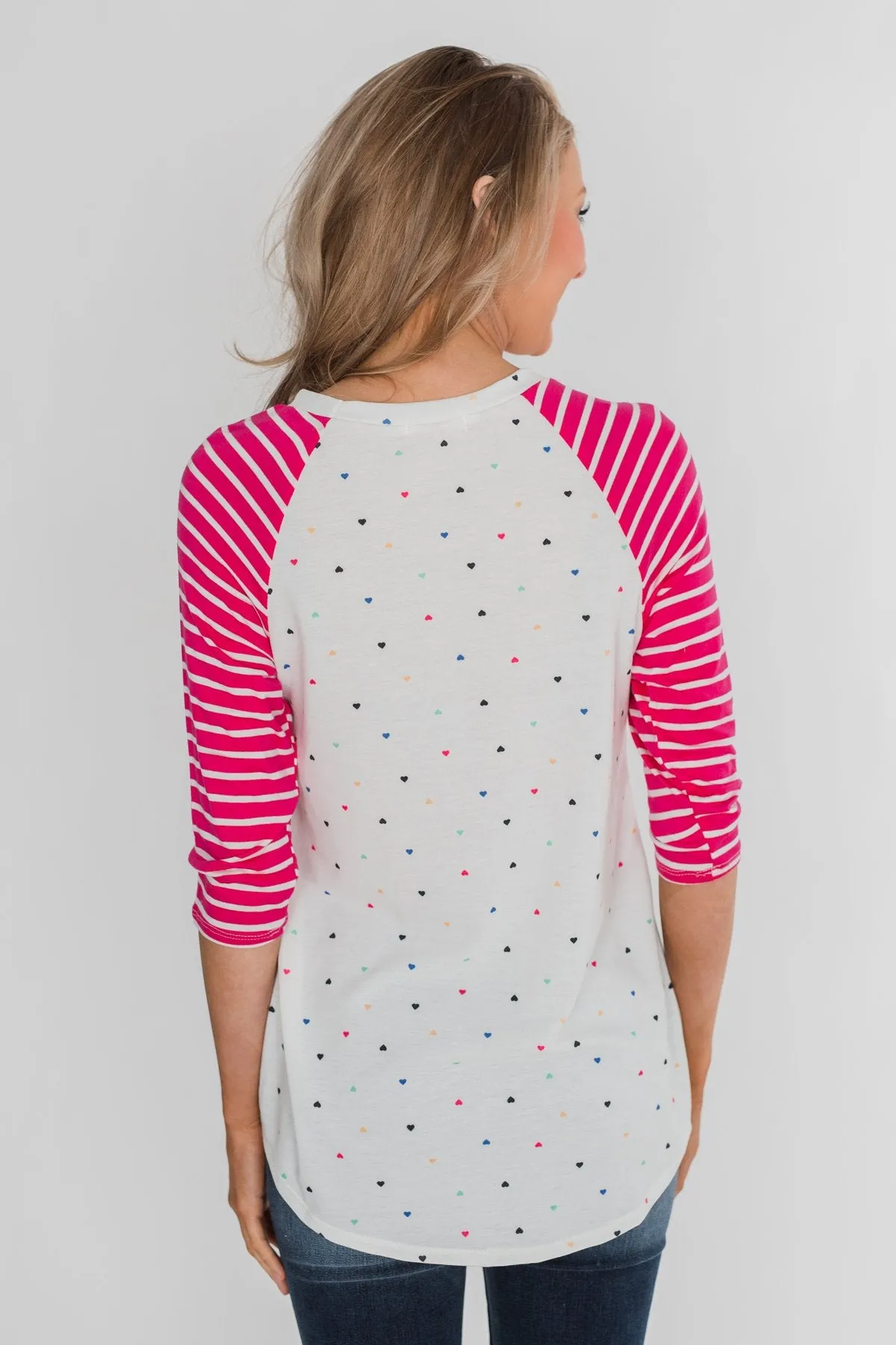 Million Reasons To Love Striped Sleeve Top- Fuschia