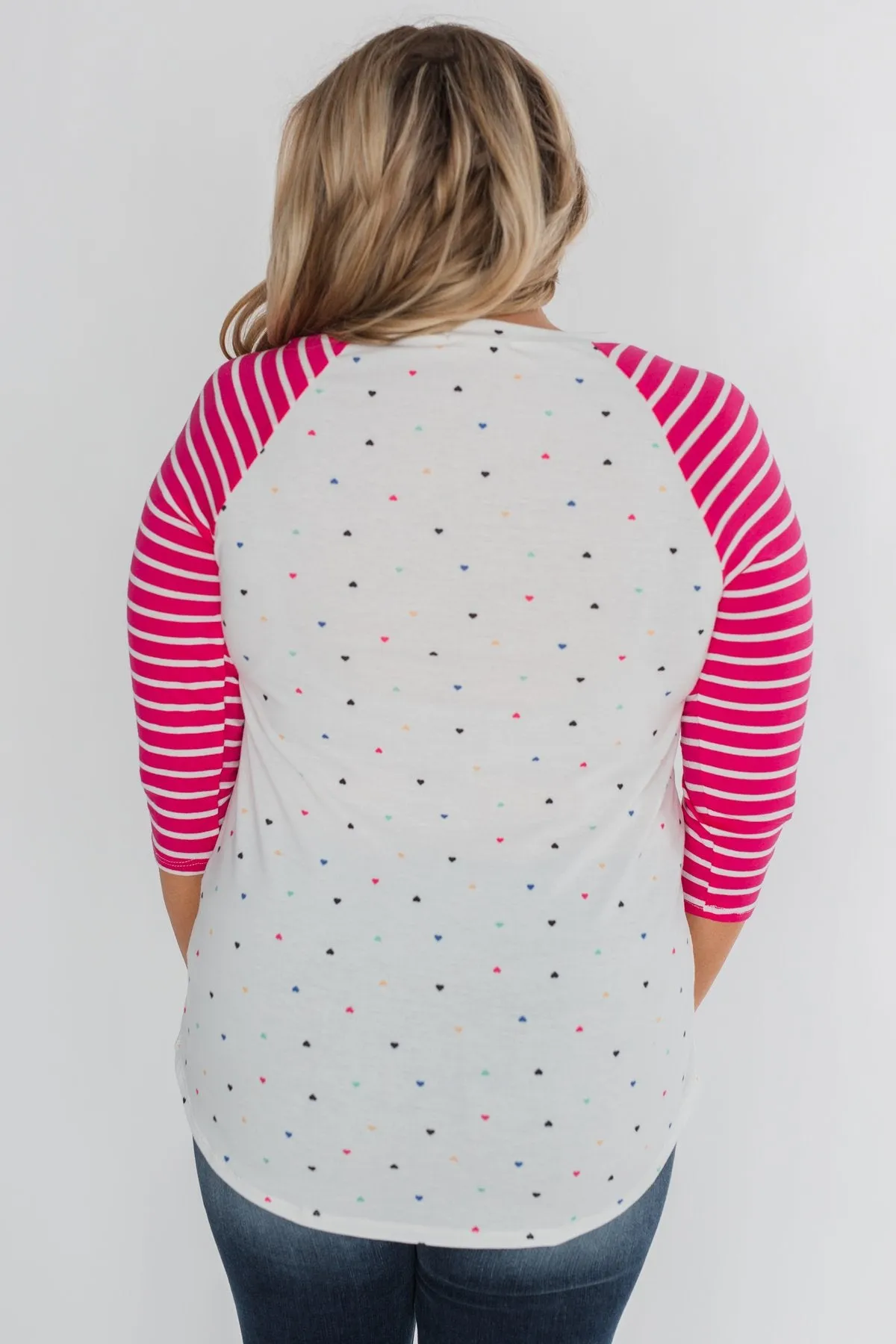 Million Reasons To Love Striped Sleeve Top- Fuschia
