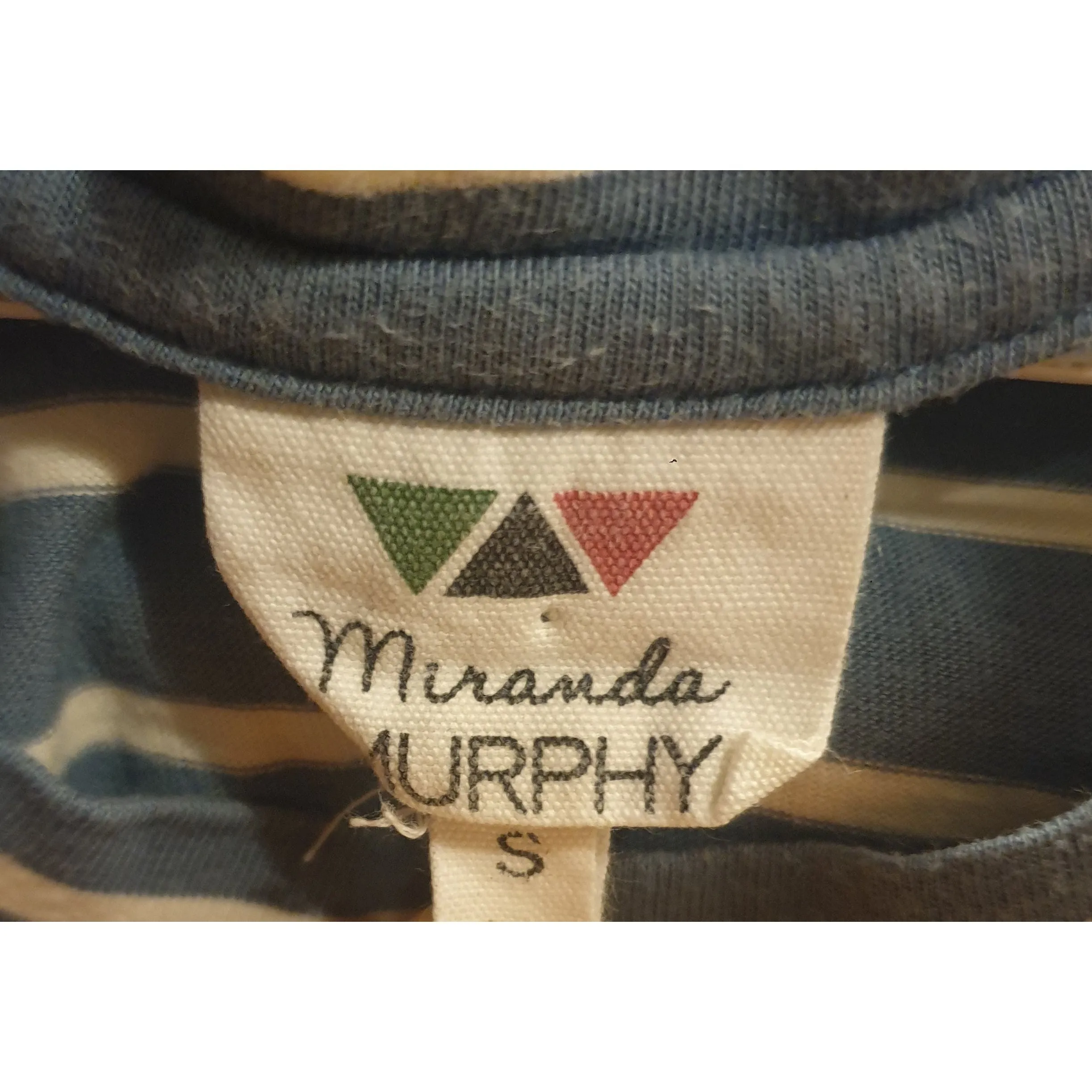 Miranda Murphy blue and white striped tee shirt size S (best fits size 10)