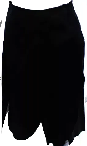 Miu Miu Italy. Black Silk Blend A Line Front Slit Skirt