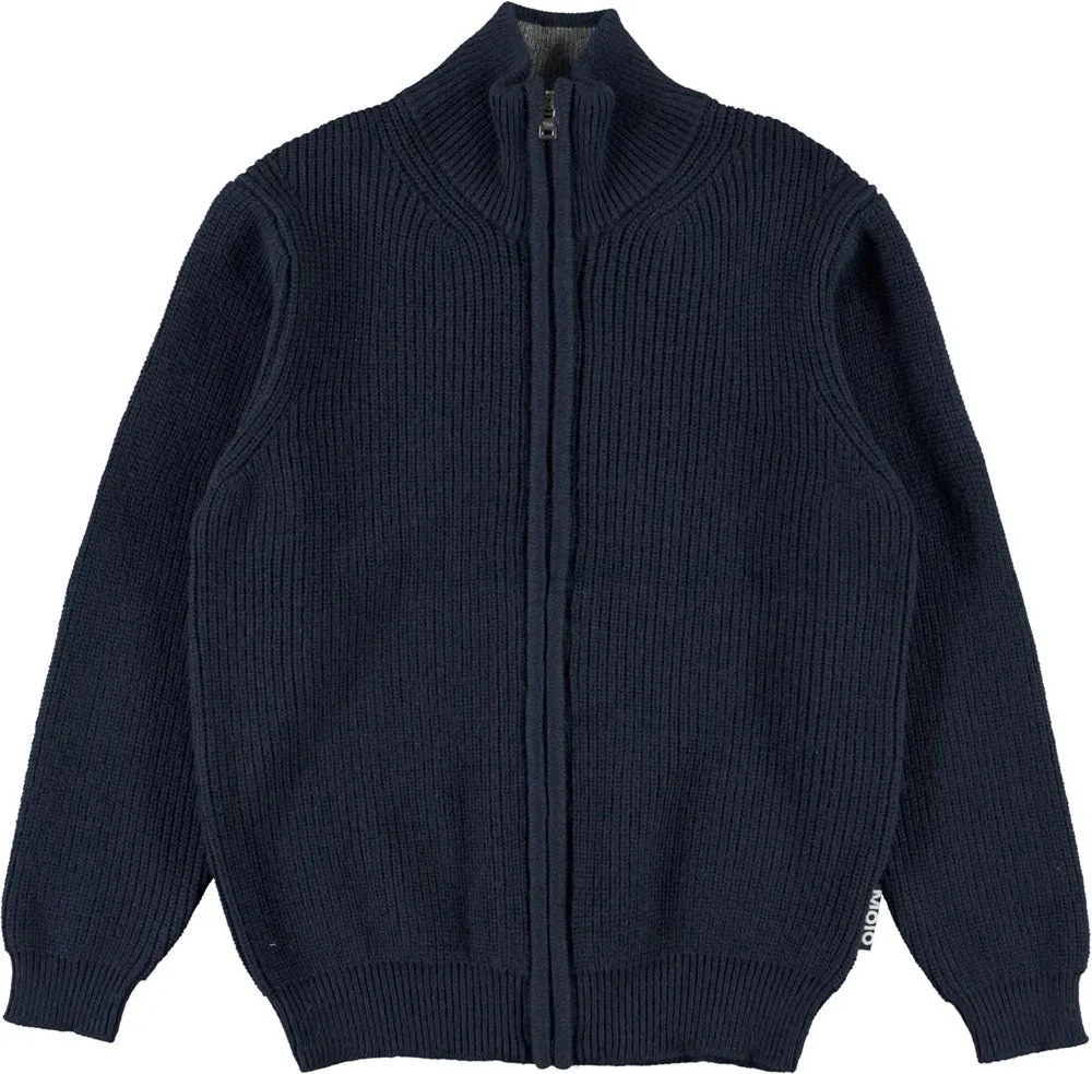 Molo- Boyd Zip Sweater- Dark Navy