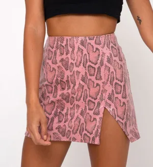 Motel Wren Skirt in Snake Pink