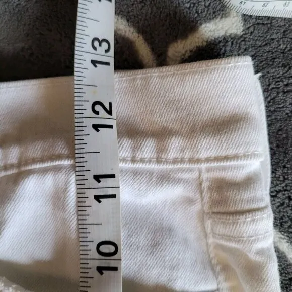 MOTHER Denim The A LINE Mini Fray Denim Skirt Size 30 MIRROR MIRROR White