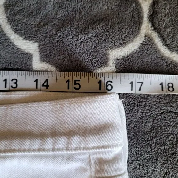 MOTHER Denim The A LINE Mini Fray Denim Skirt Size 30 MIRROR MIRROR White