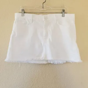 MOTHER Denim The A LINE Mini Fray Denim Skirt Size 30 MIRROR MIRROR White