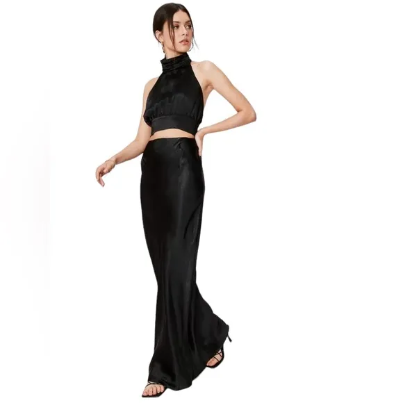 Nastygal Satin High Waisted Maxi Skirt