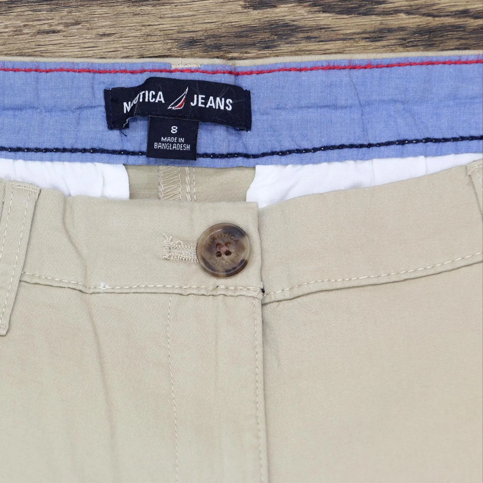 Nautica Jeans Womens Chino Ankle Pants 1784510 Khaki Brown 8