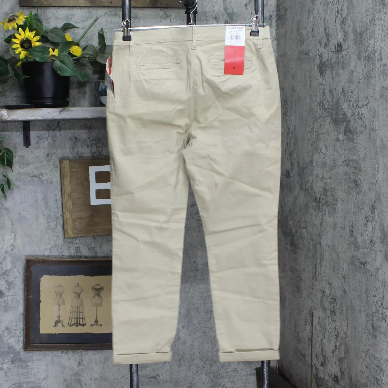 Nautica Jeans Womens Chino Ankle Pants 1784510 Khaki Brown 8