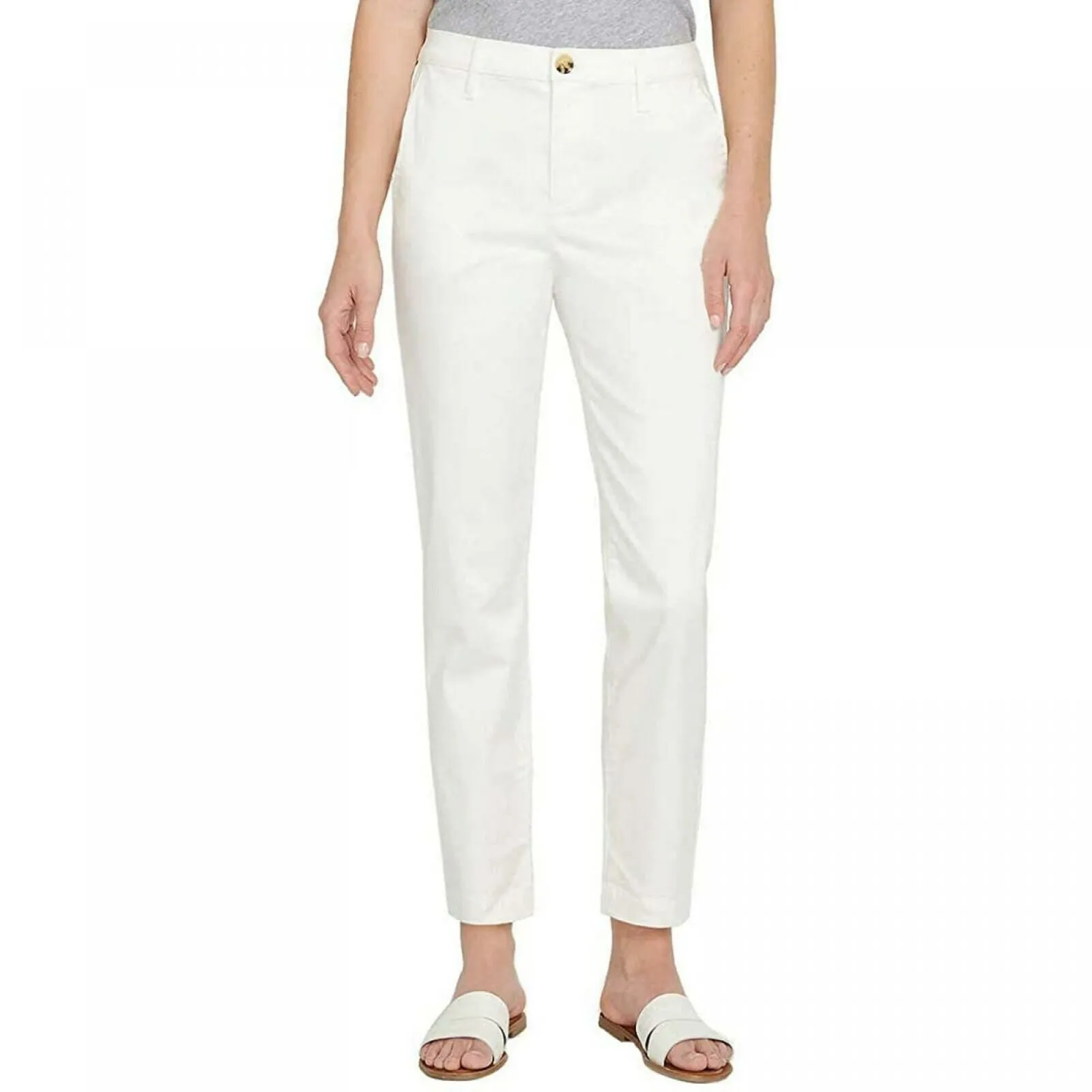 Nautica Women's Tencel Ankle Pants Ivory 8