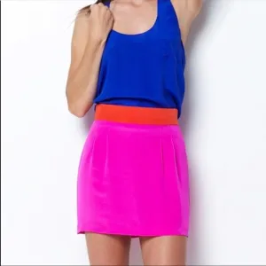 NAVEN silk color block mini skirt size 4
