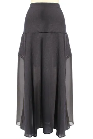 Navy Wool and Silk Chiffon Skirt