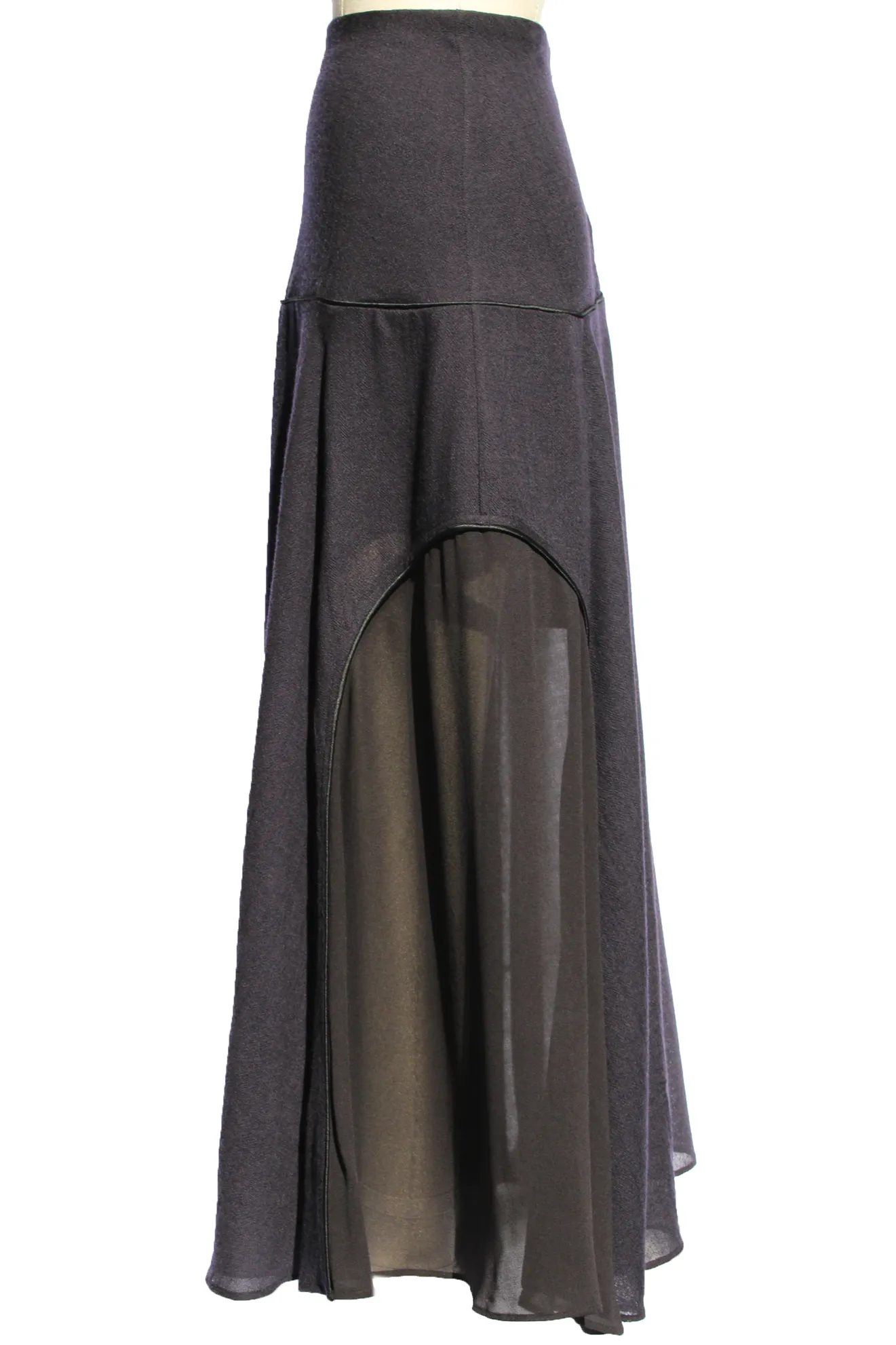 Navy Wool and Silk Chiffon Skirt