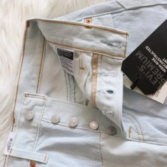 NEW Levi's Light Wash Jean Skirt Size 24 Button Fly Colorblock Denim
