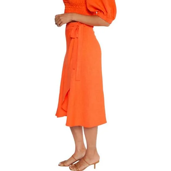 NEW MATTY M cora wrap skirt in orange