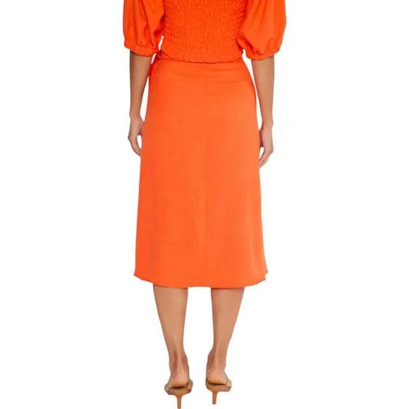 NEW MATTY M cora wrap skirt in orange