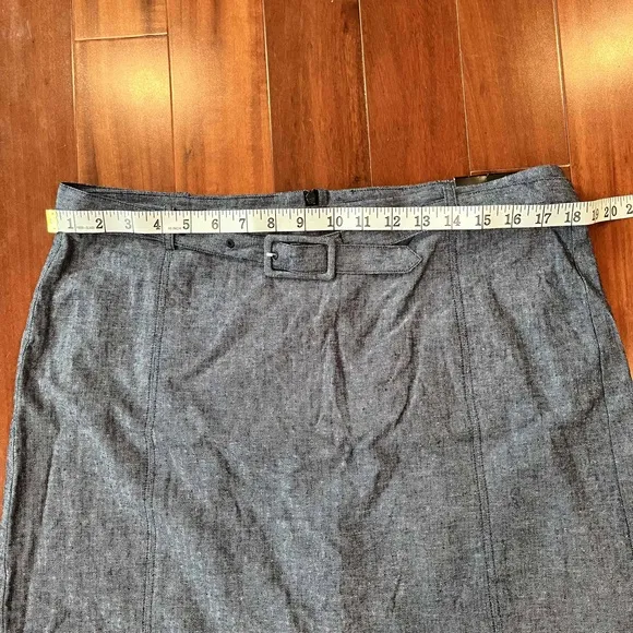New NWT Banana Republic Dark Blue Skirt Mini Linen Chambray Belt Loops Size 14
