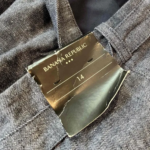 New NWT Banana Republic Dark Blue Skirt Mini Linen Chambray Belt Loops Size 14