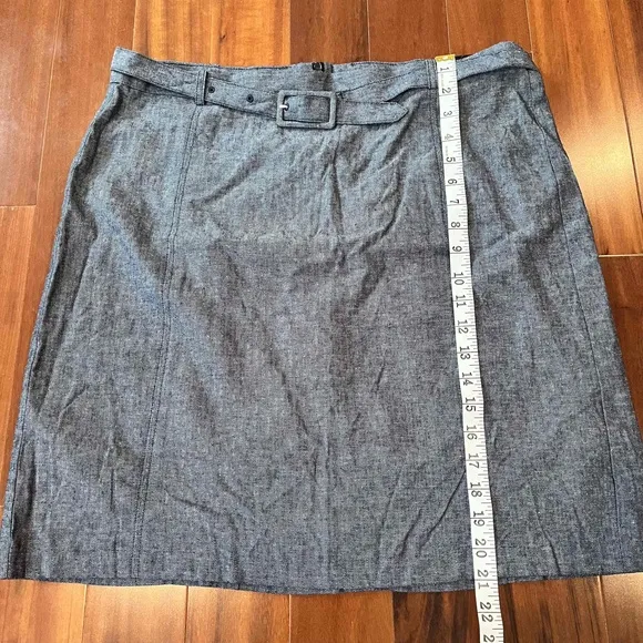 New NWT Banana Republic Dark Blue Skirt Mini Linen Chambray Belt Loops Size 14