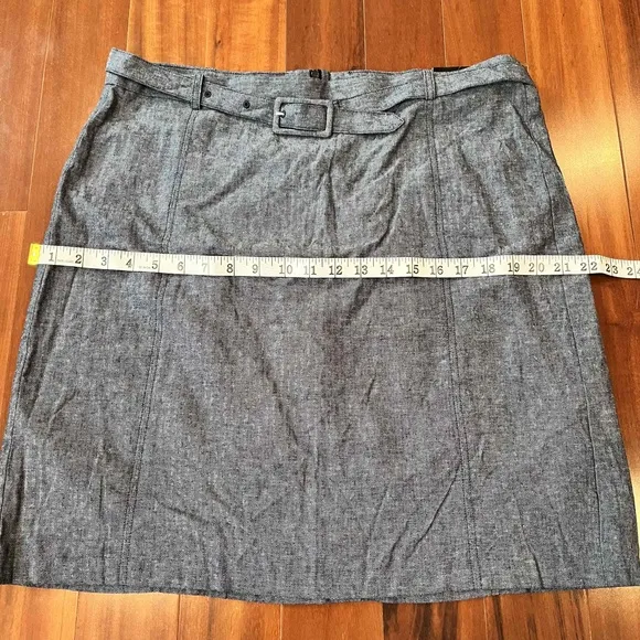 New NWT Banana Republic Dark Blue Skirt Mini Linen Chambray Belt Loops Size 14